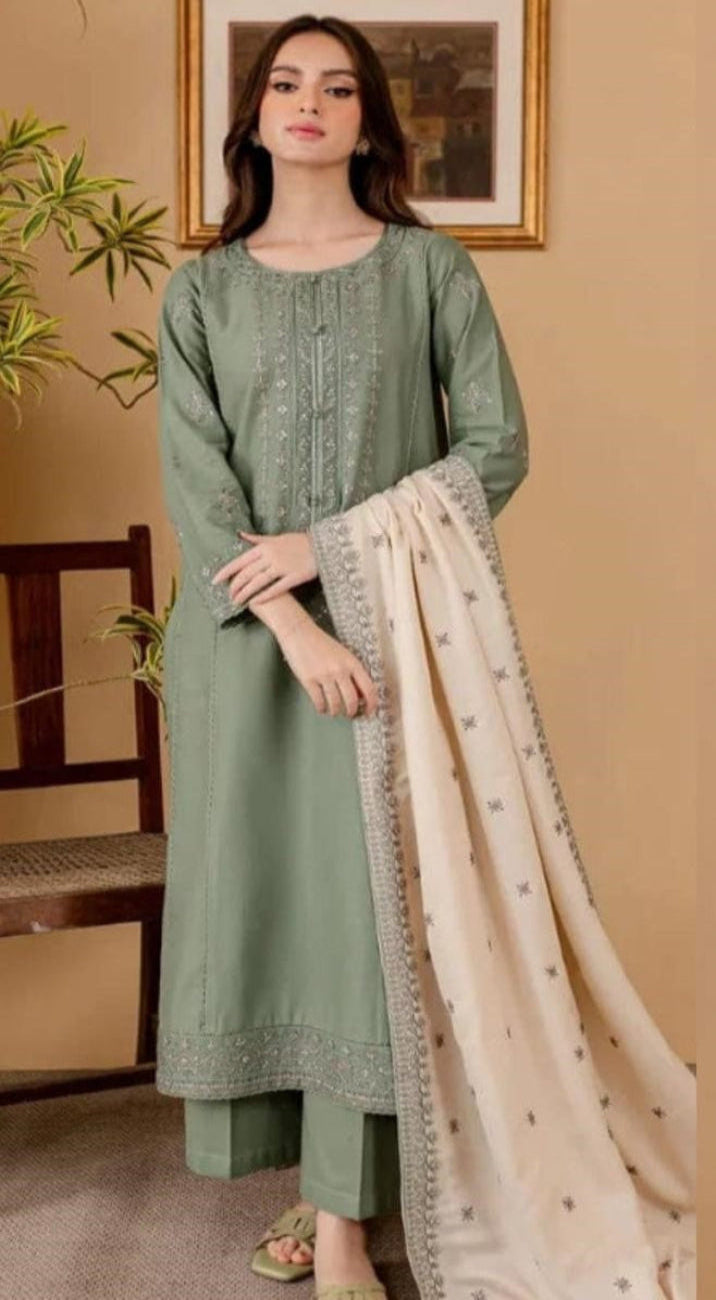 Dhanak Stuff 3 Piece Fully Embroidered