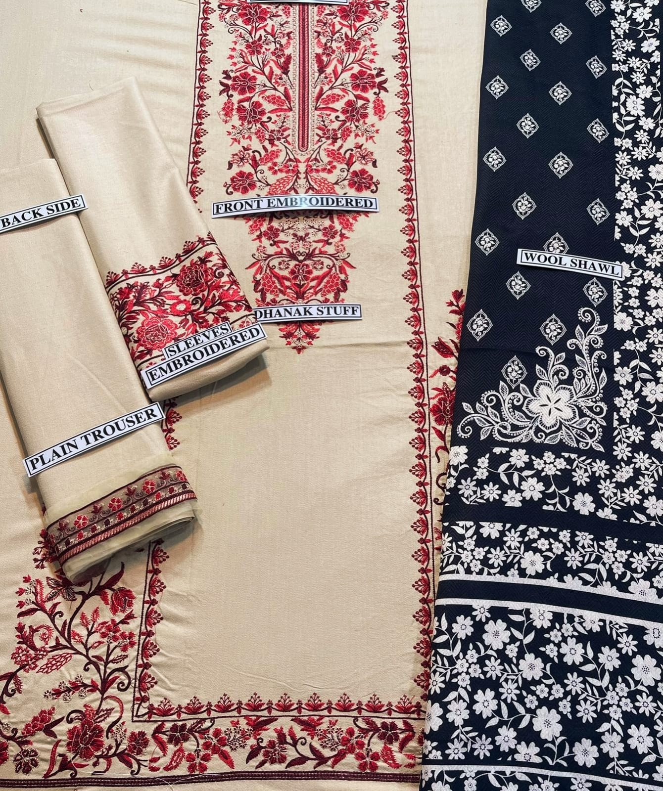 Dhanak Stuff 3 Piece Embroidered Article ✨