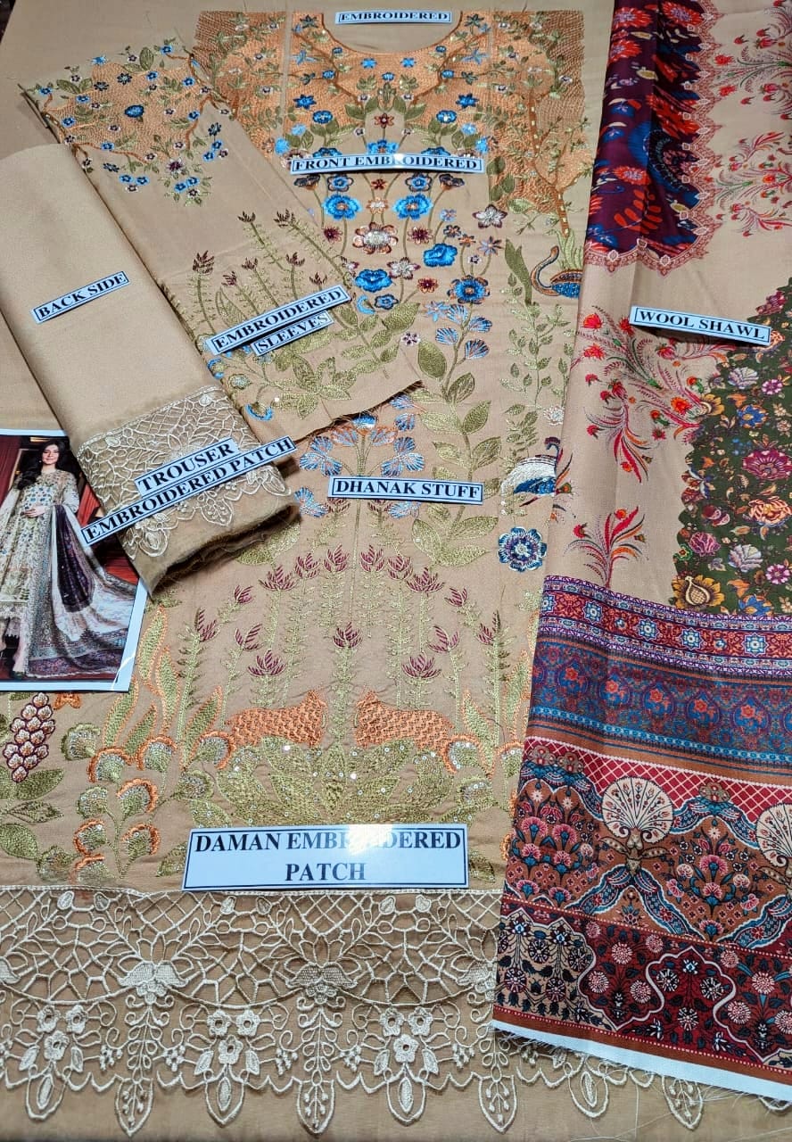 Dhanak Stuff 3 Piece Embroidered