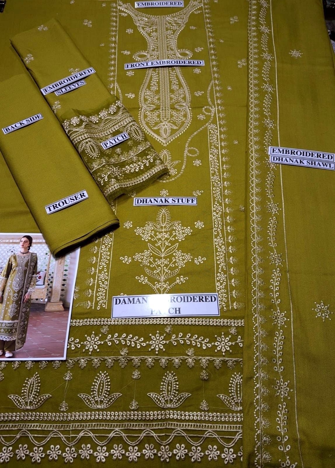 Dhanak Stuff 3 Piece Fully Embroidered