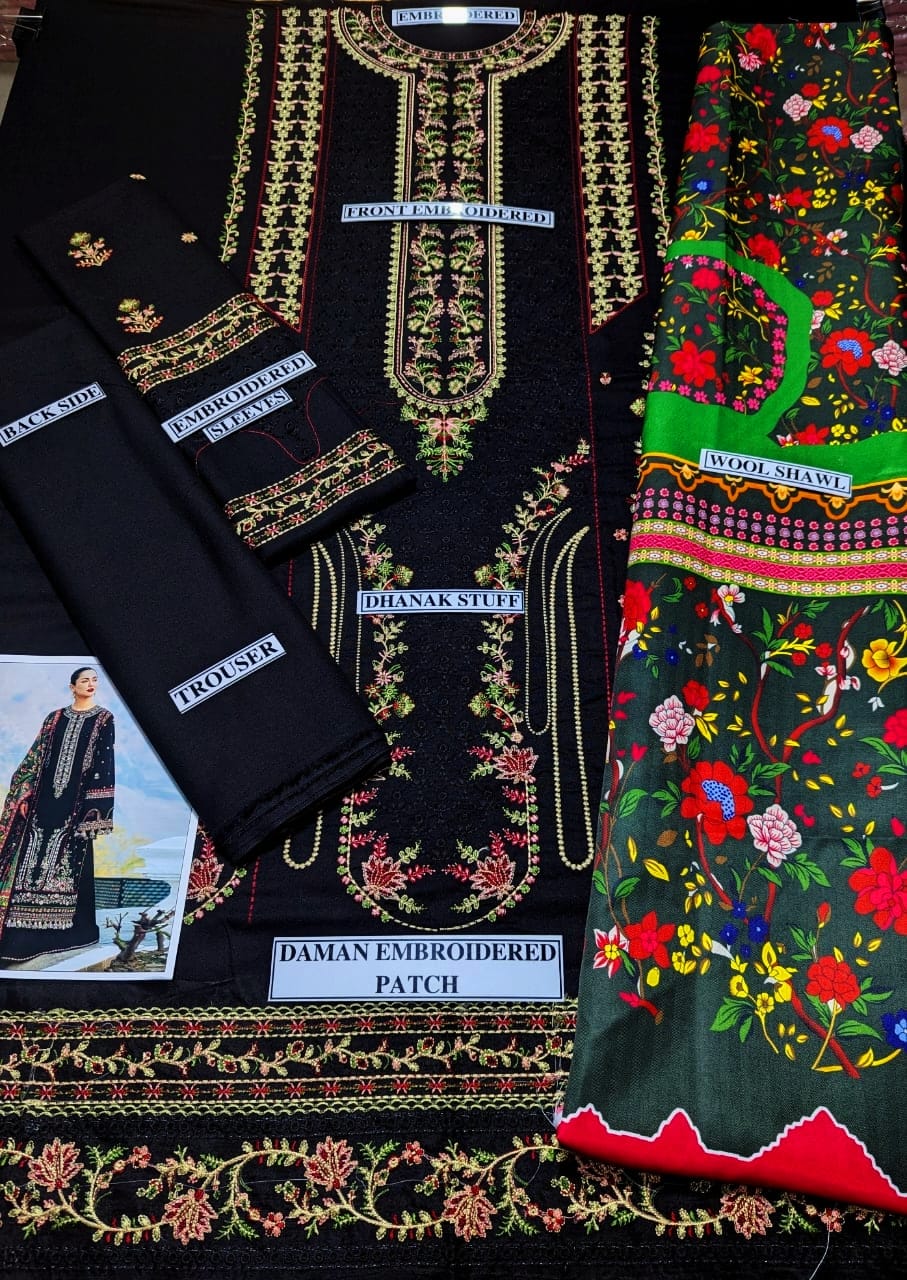 Dhanak Stuff 3 Piece Embroidered