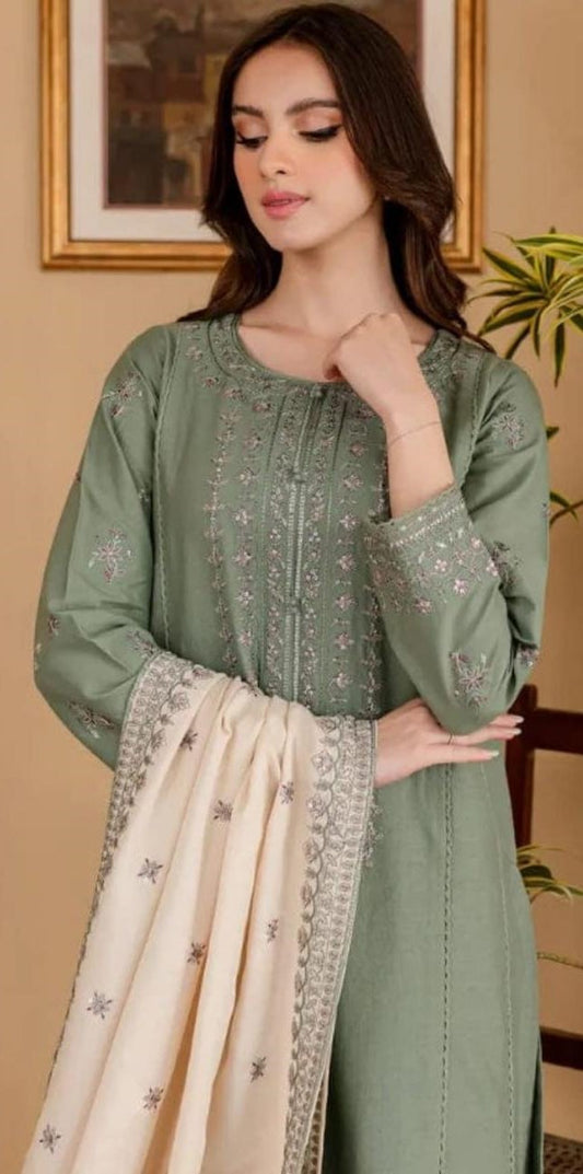 Dhanak Stuff 3 Piece Fully Embroidered